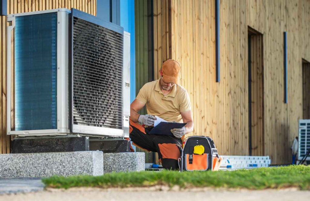 Heat Pump Unit Installed Outside a Home