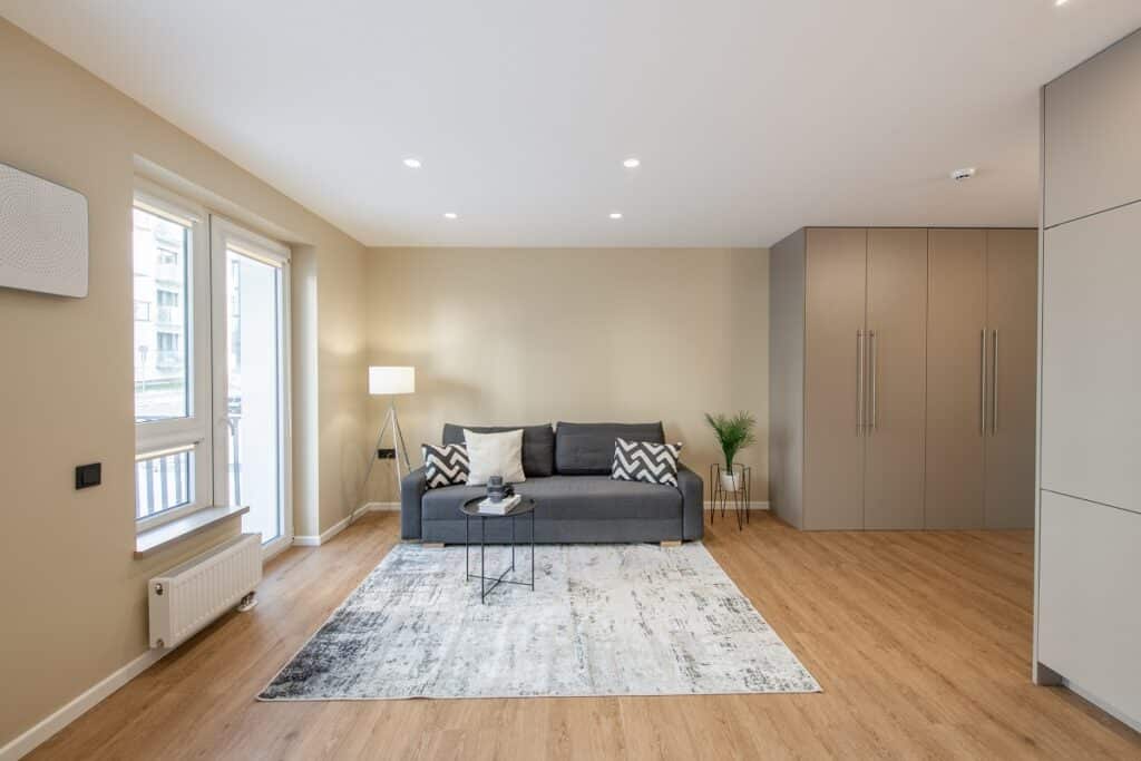 Living room with modern heating system