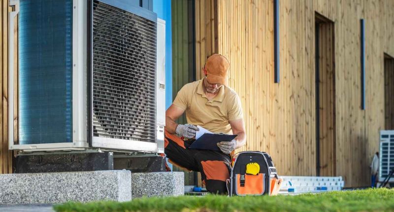 Heat Pump Unit Installed Outside a Home
