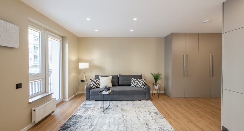 Living room with modern heating system